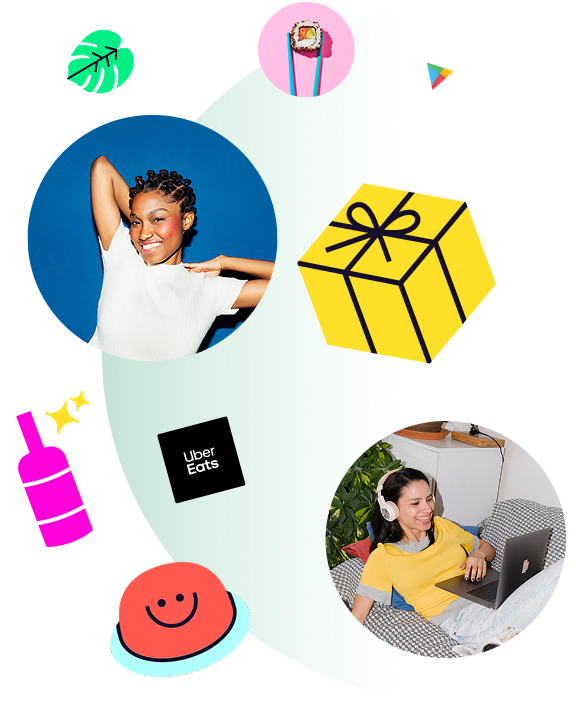 Cartoon hand pulling a curtain back from a gift campaign invitation email.