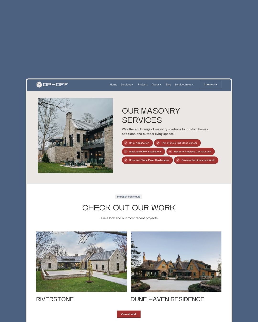 Ophoff Companies Masonry - Website by Launch Kit