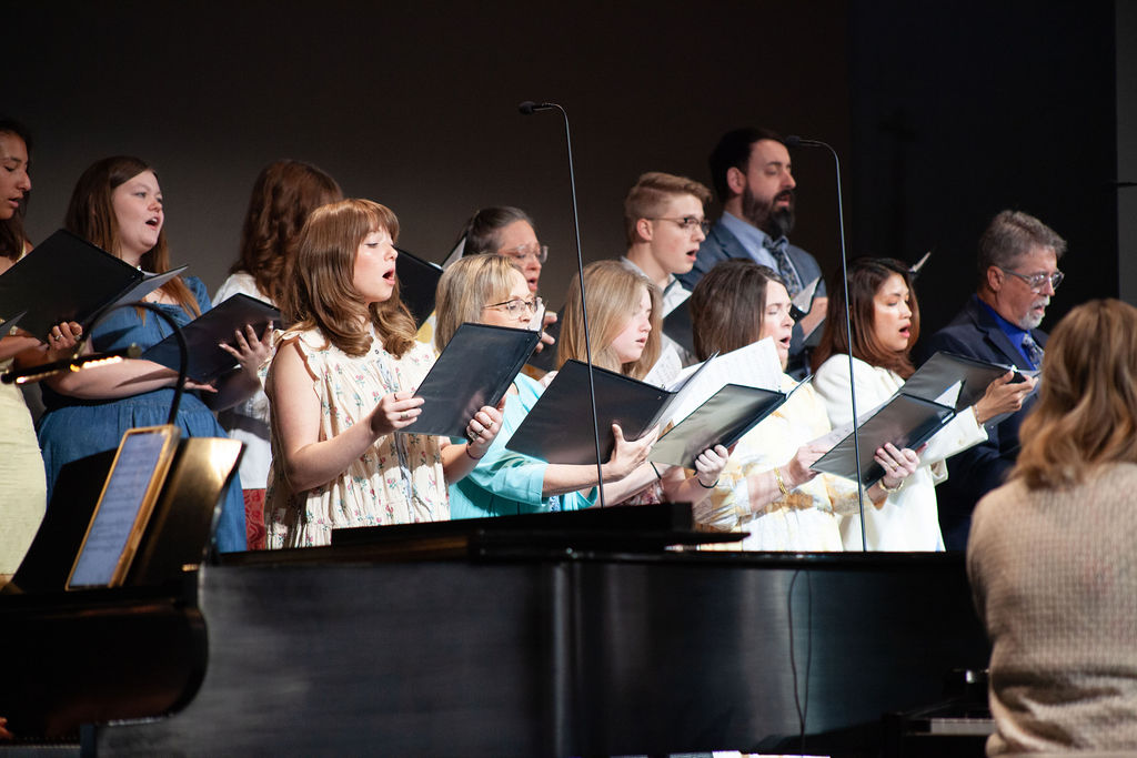 church choir of men and women singing