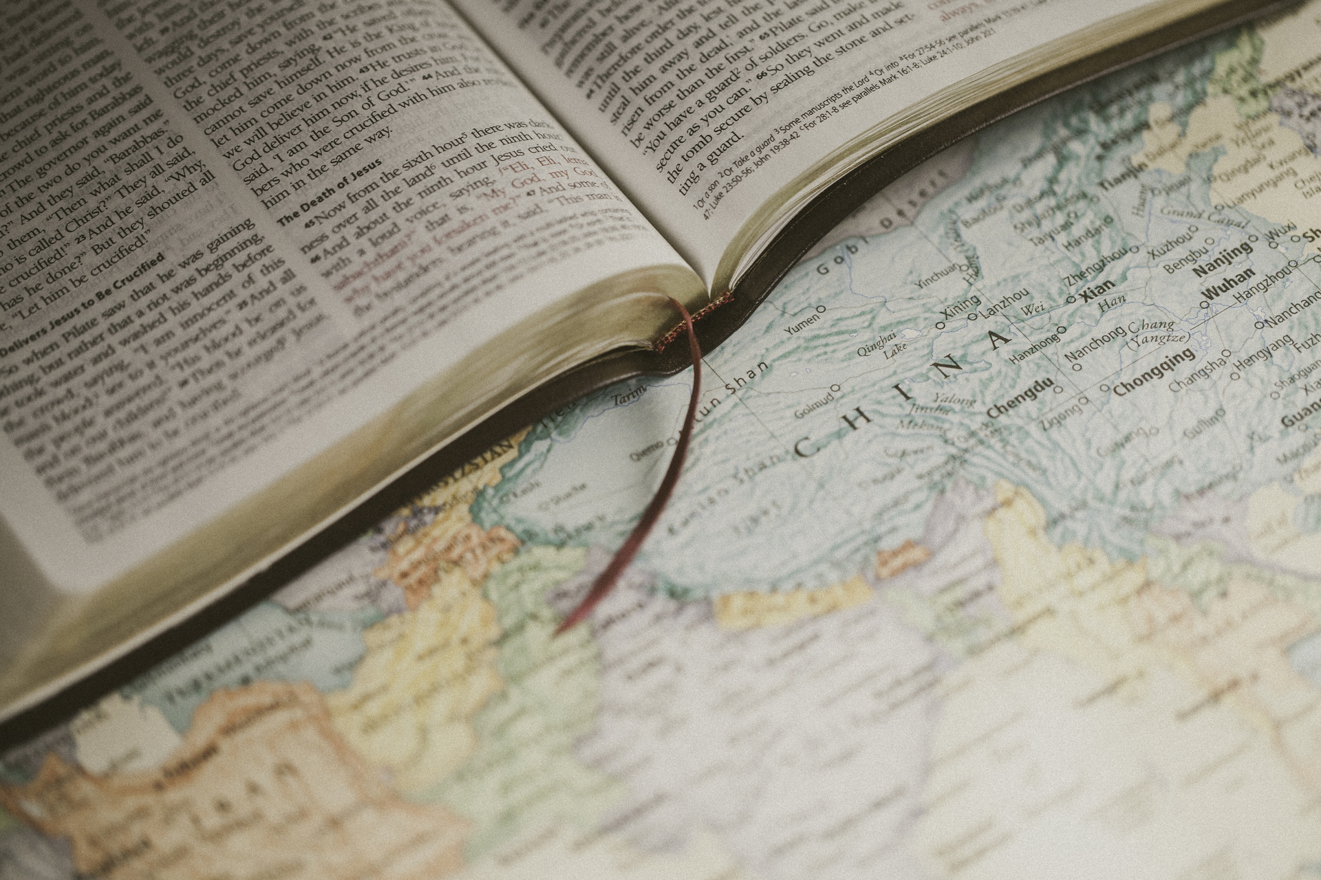 bible on map