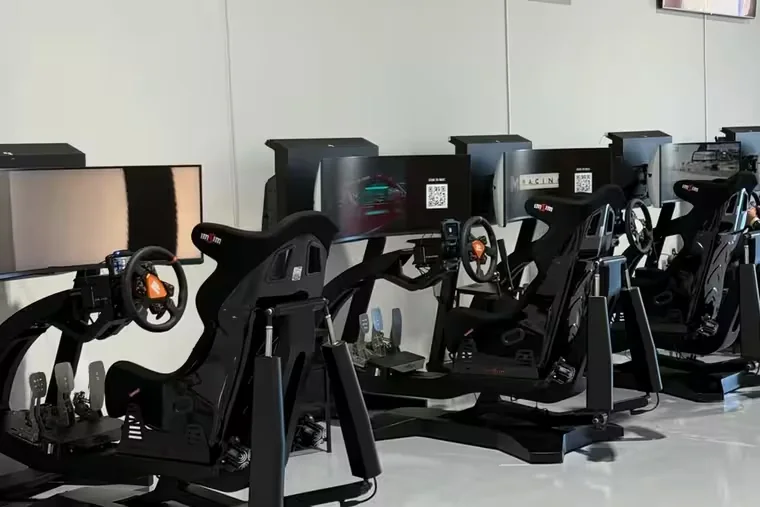 Motion simulators at SIM1 Racing, Paramus.