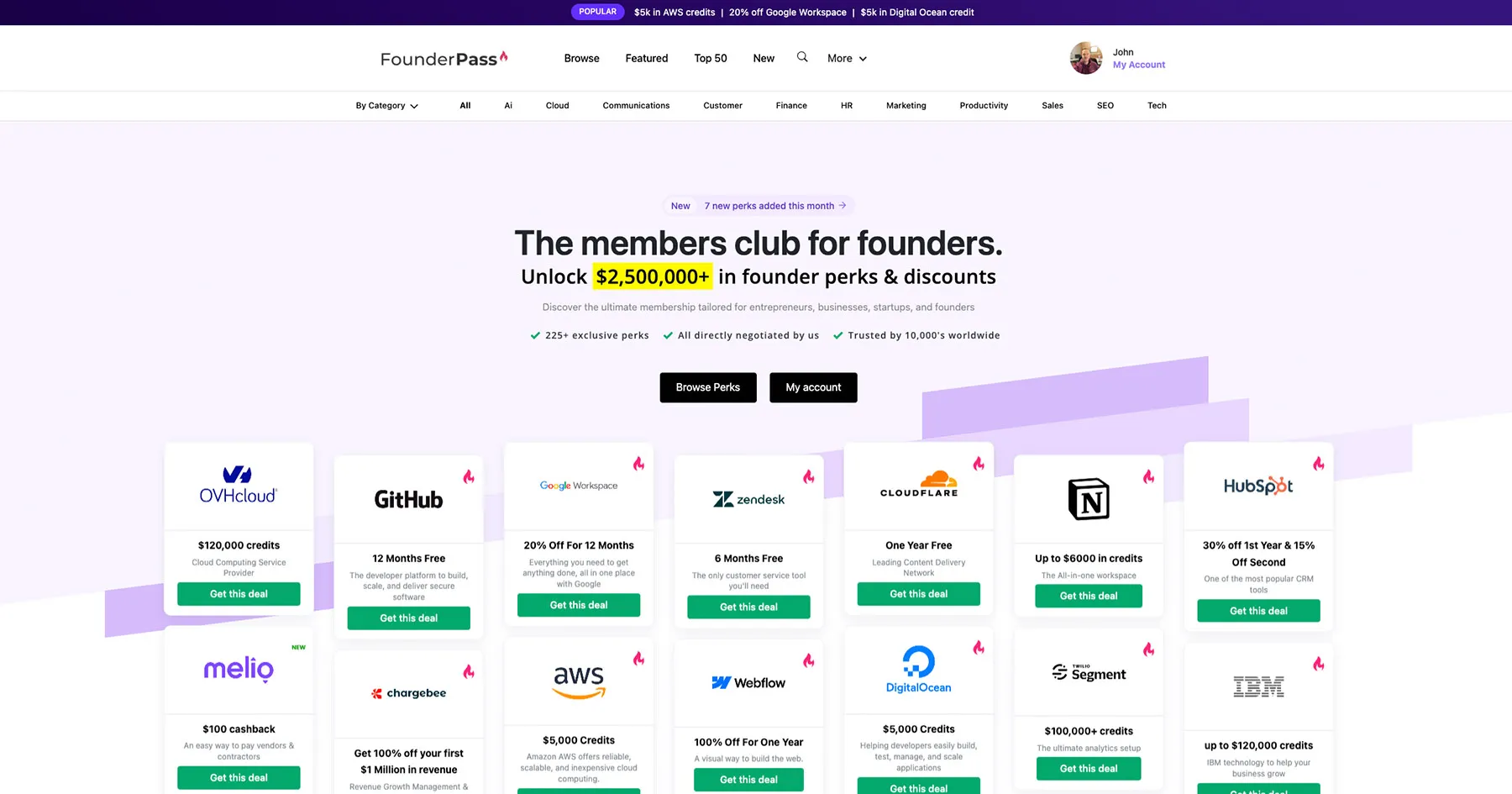 Founder & Startup Discounts - $3 million of Deals - FounderPass