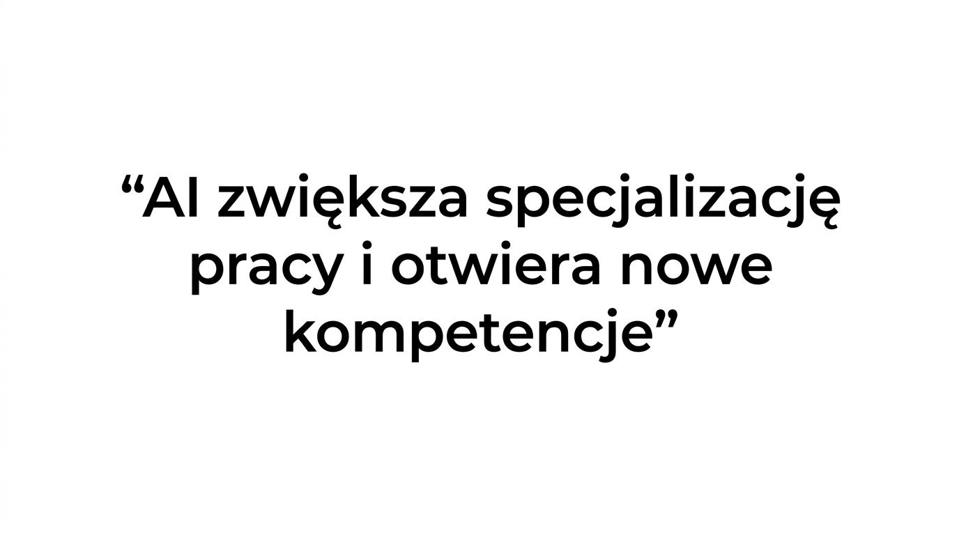 Wyróżniony cytat z tezą, że AI zmienia rolę agentów wsparcia zamiast usuwać zespół.