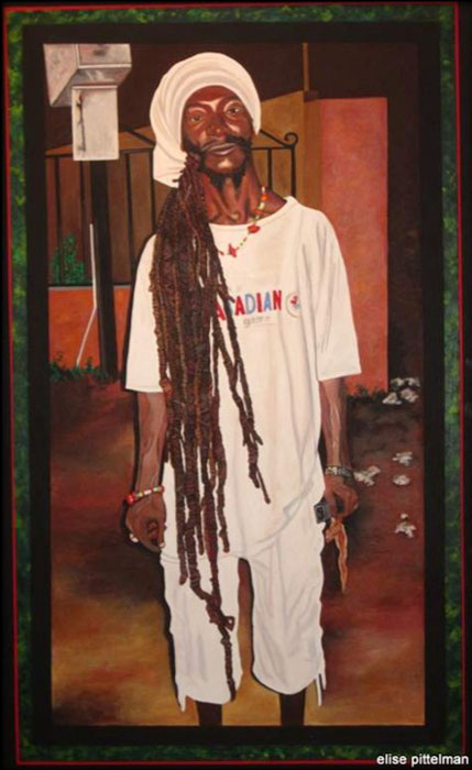 Rasta with Cell Phone and Chicken • 48" x 30"