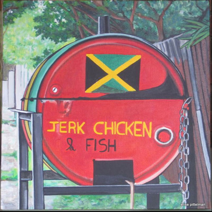 Jerk Chicken & Fish • 16" x 16"