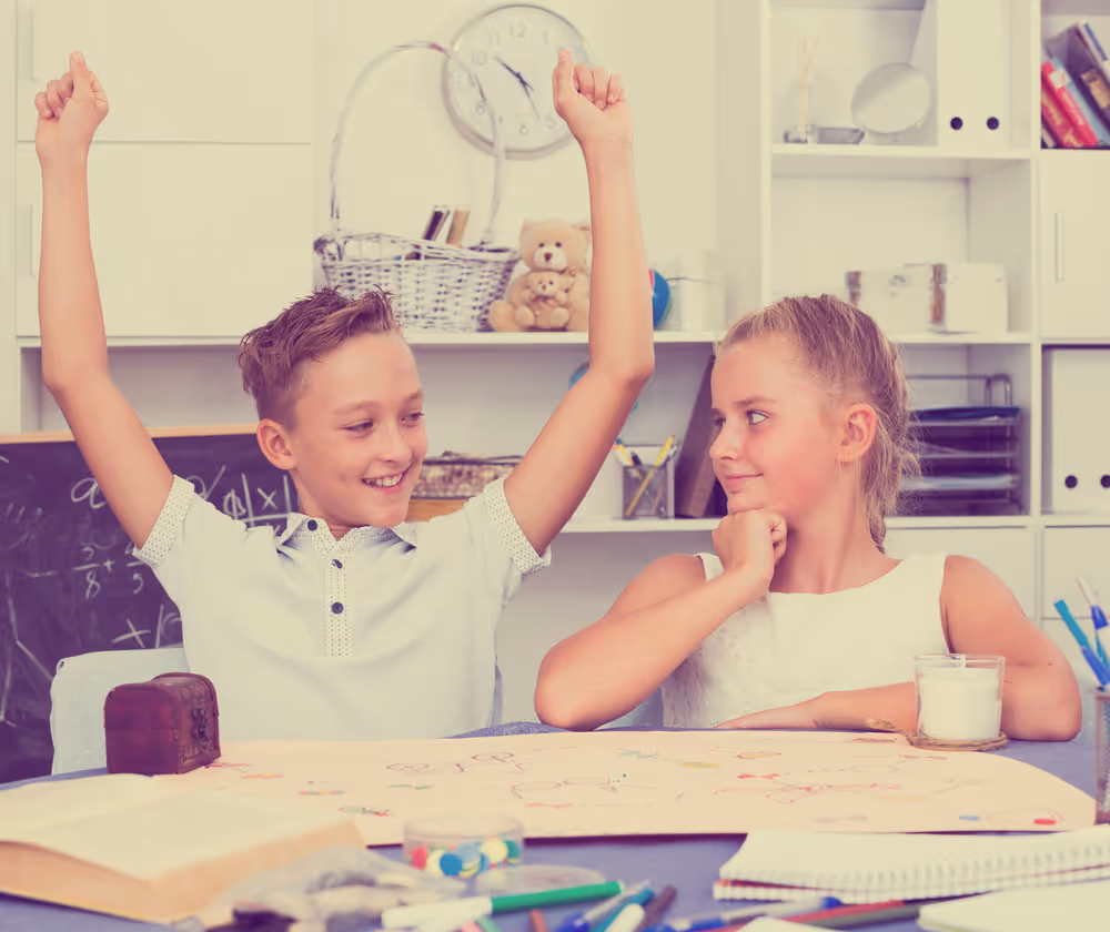 2 children playing board games