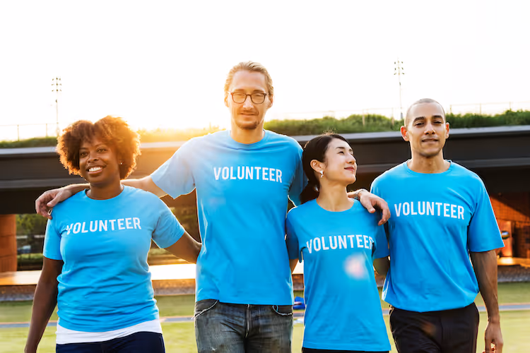 Friends of all ages volunteering