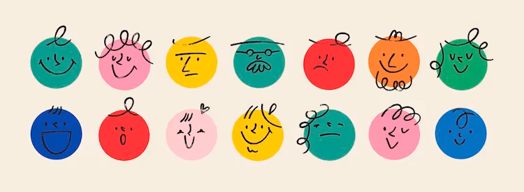 Hand drawn emoji faces