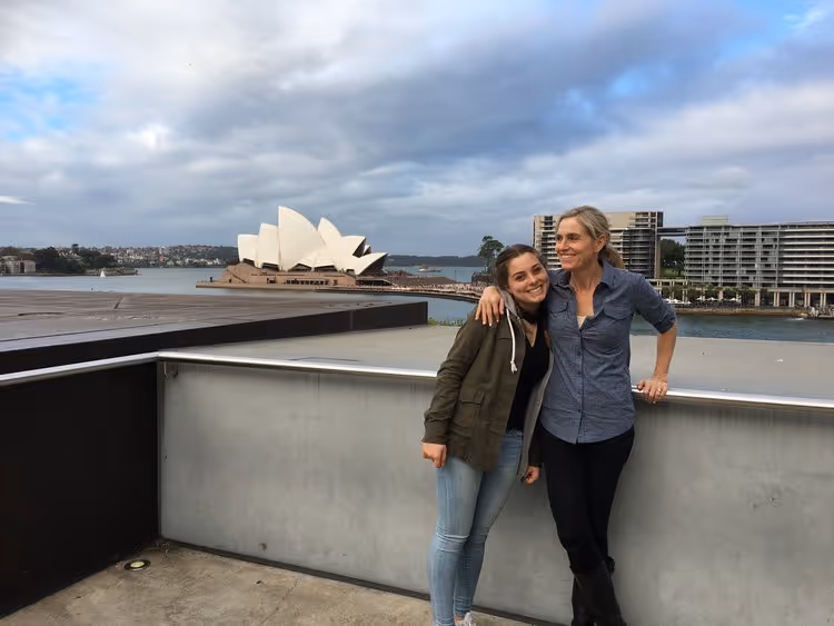 2 women taking a picture 