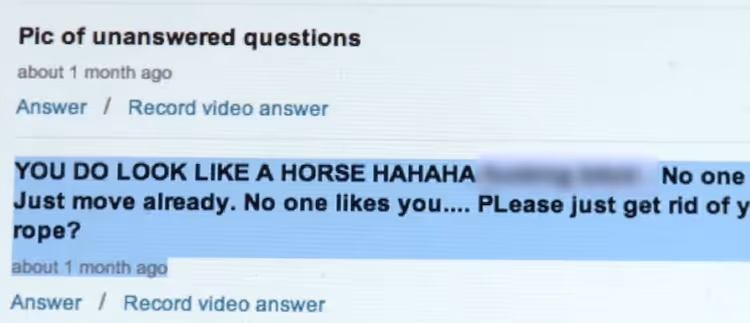 Hurtful comments on a screen