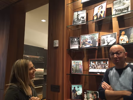 Woman and man talking 