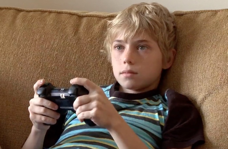 Boy playing video games