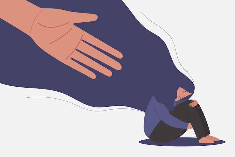 Illustration of depressed woman