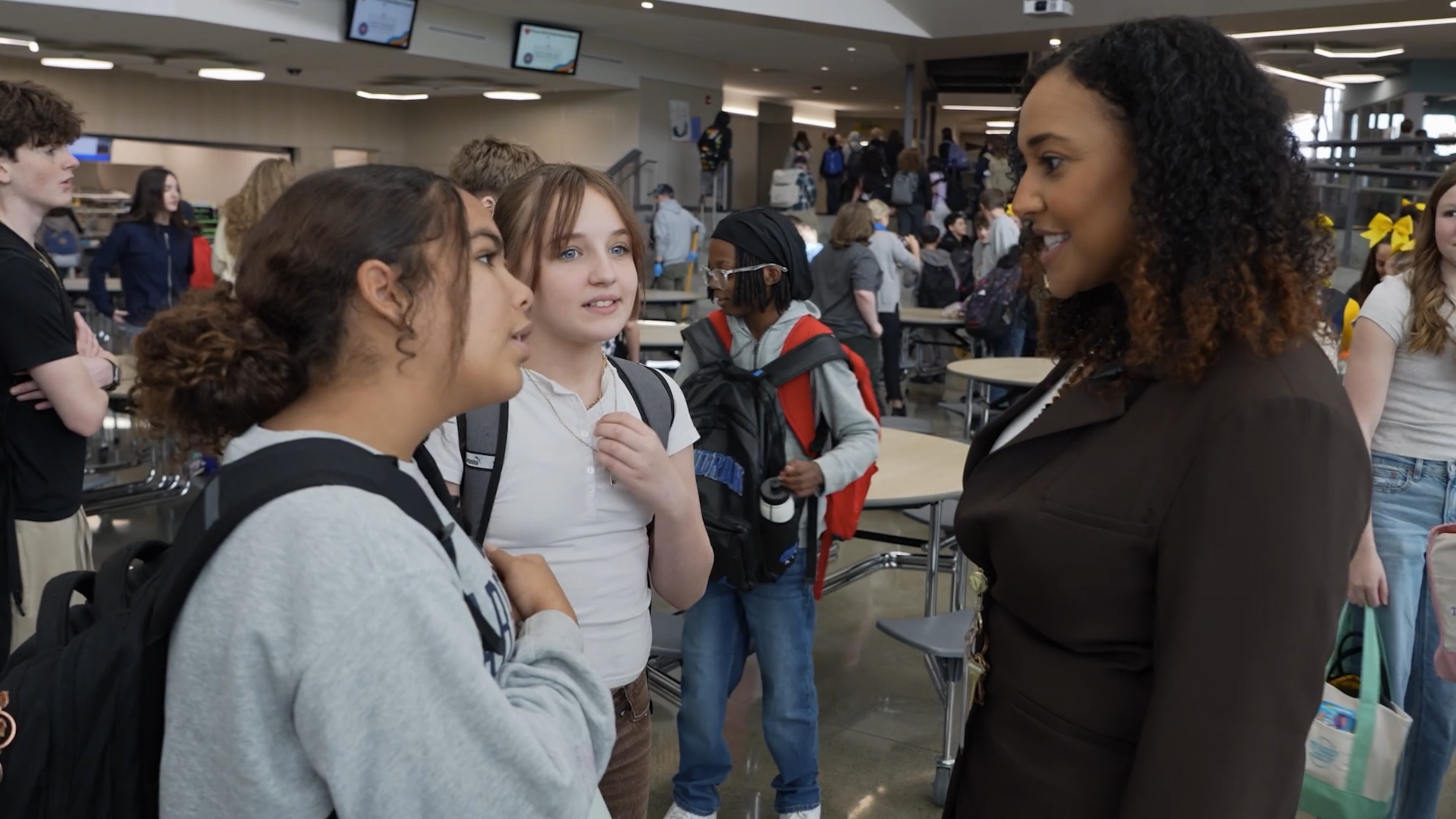 a school gathering to watch screenagers
