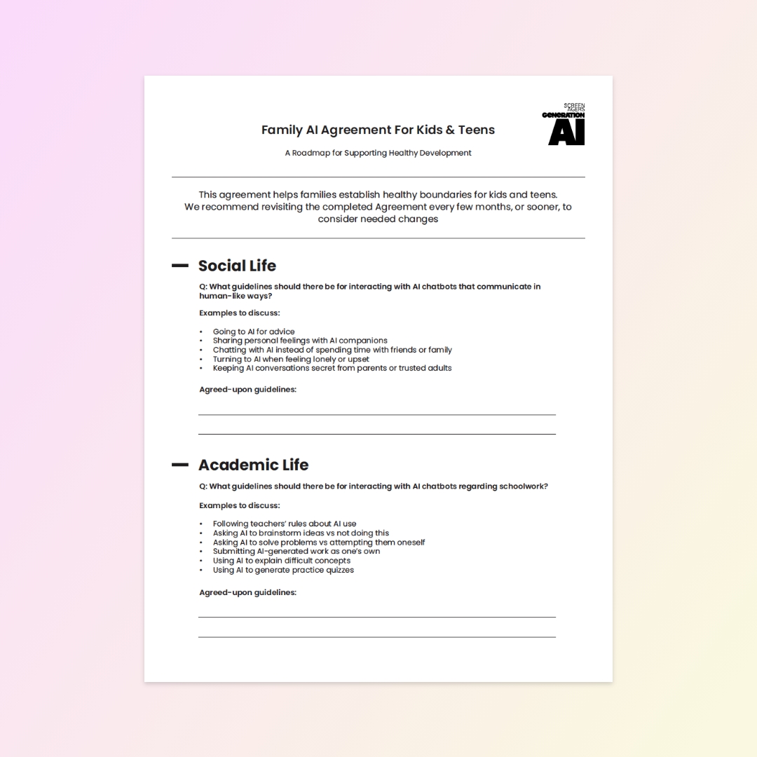 Our Family AI Agreement for Kids and Teens