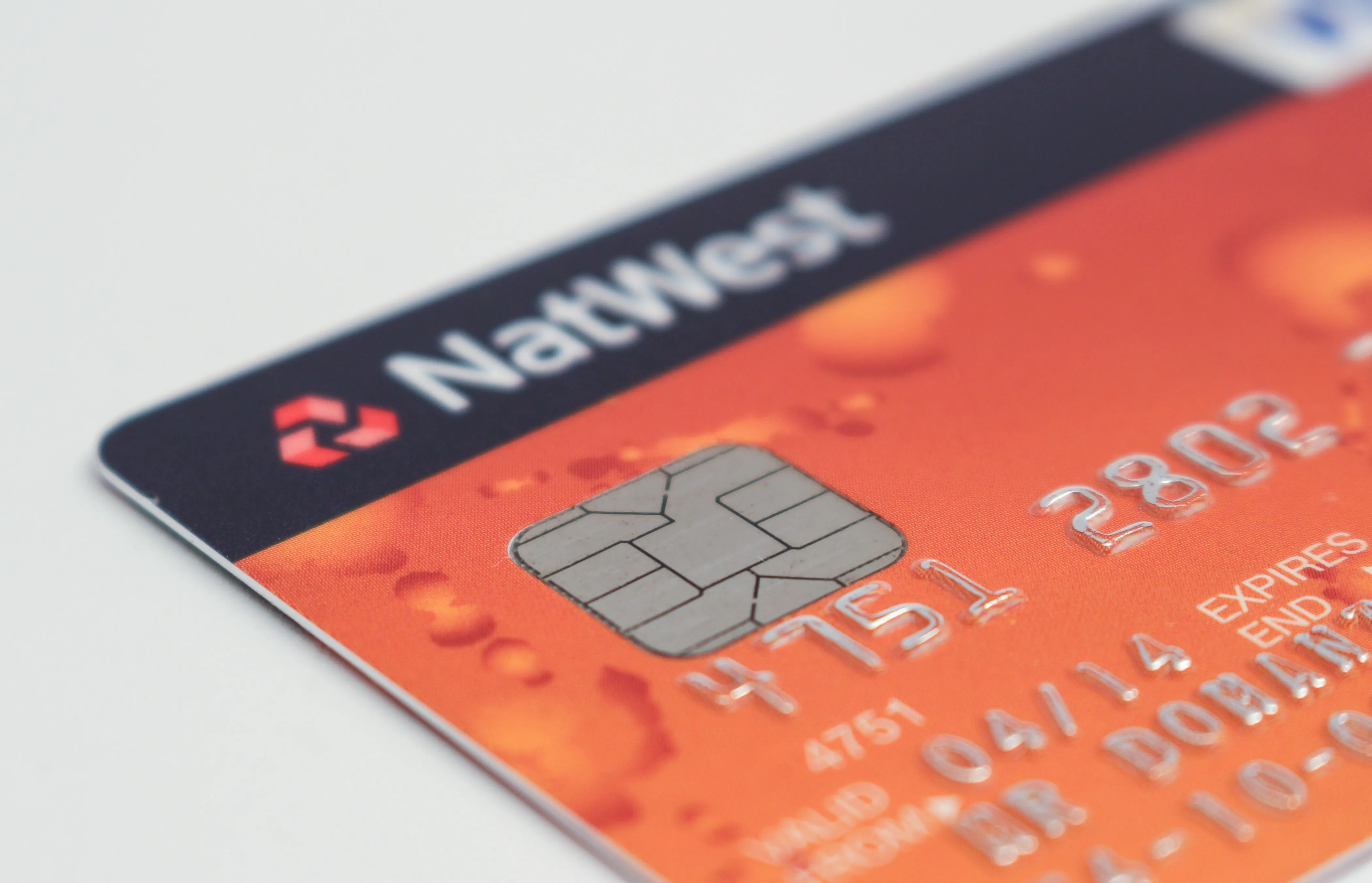 A focus shot of the corner of a credit card.