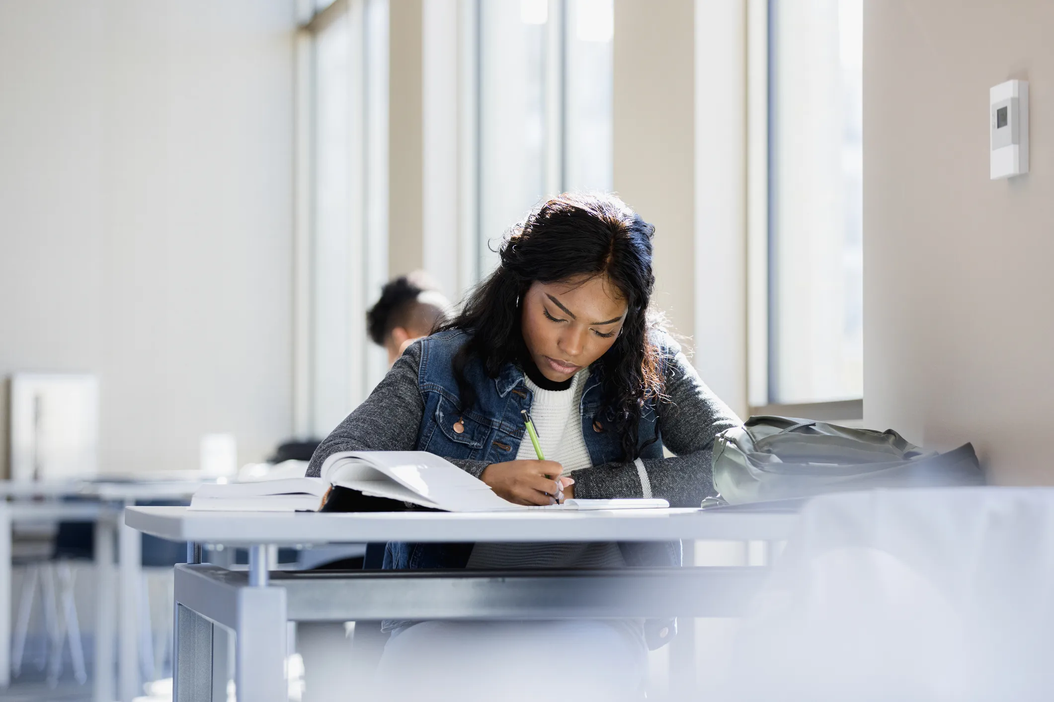 Female student writing