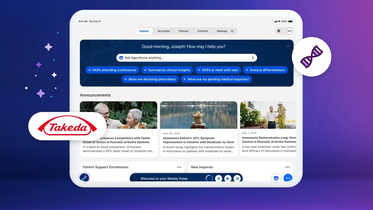Salesforce Engages with Takeda to Bring Cutting Edge AI-Powered Customer Experience Platform to Life Science Industry