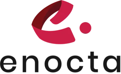 pink enocta logo with enocta text