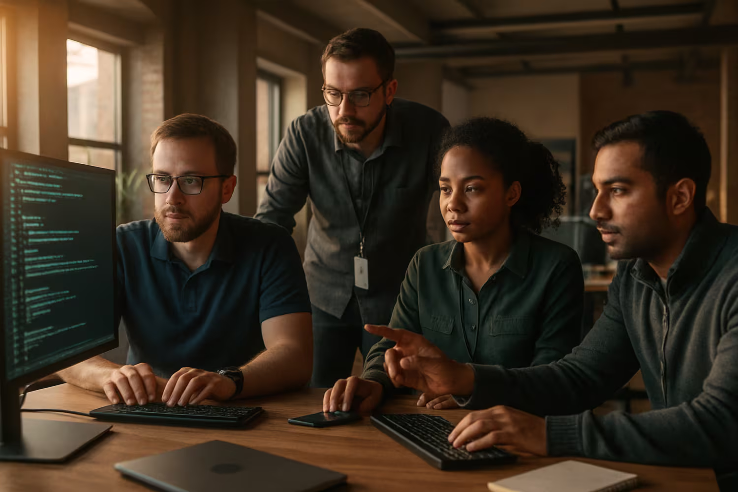 Business IT team mitigating cybersecurity threats
