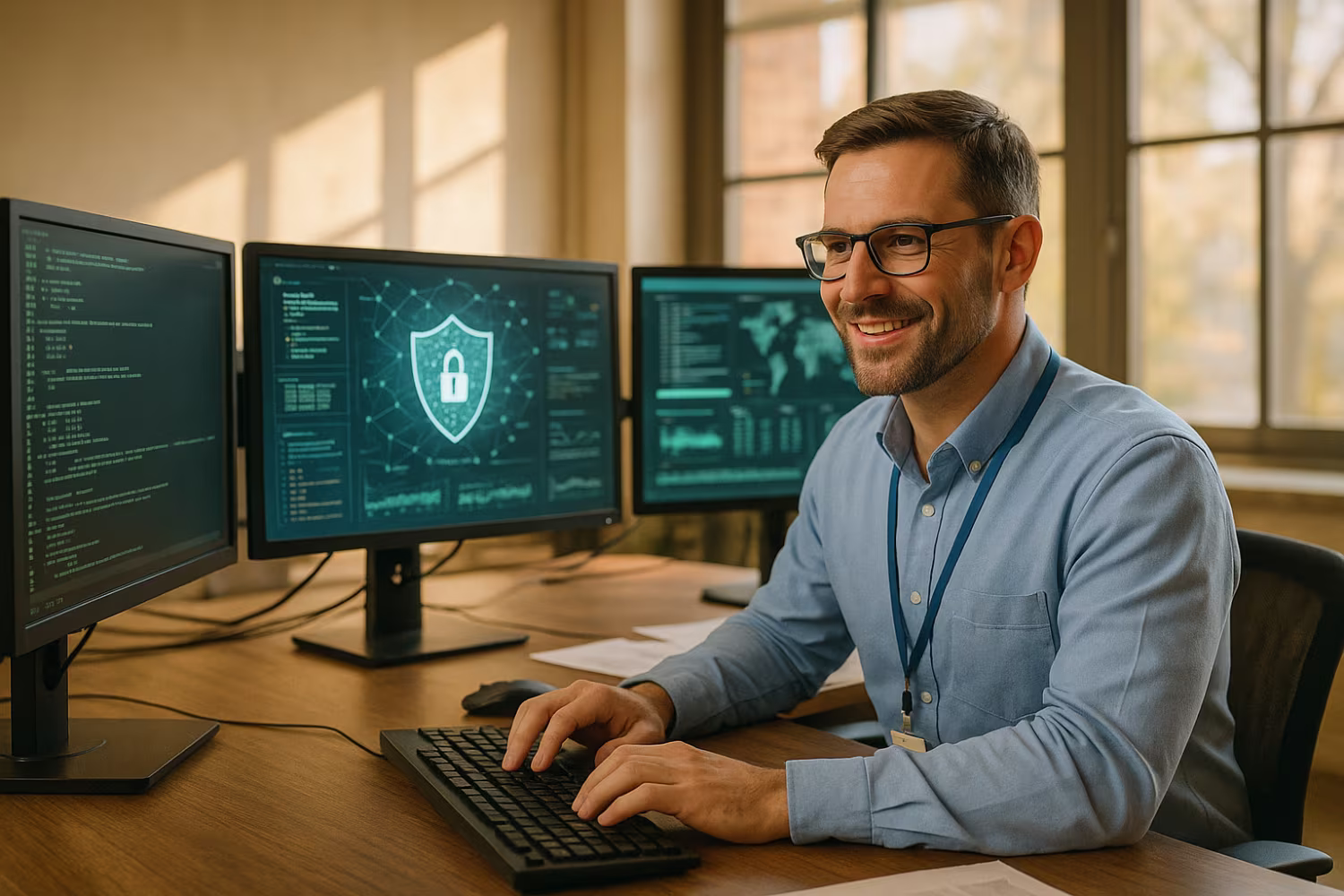 Cybersecurity expert analyzing network data