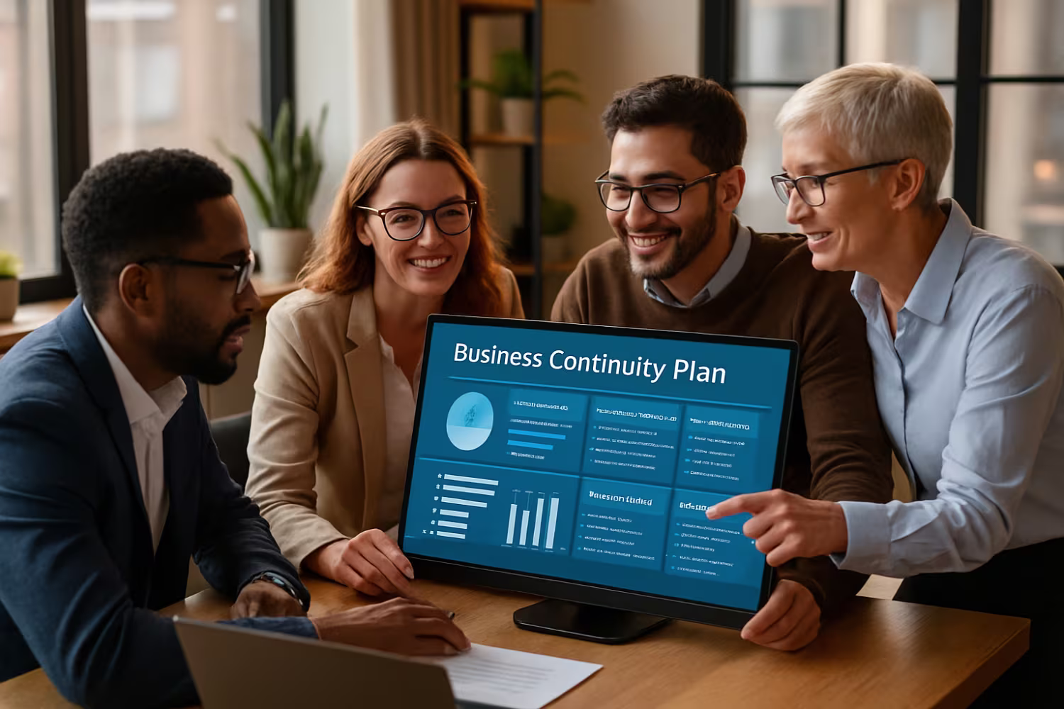 Team using business continuity plan software