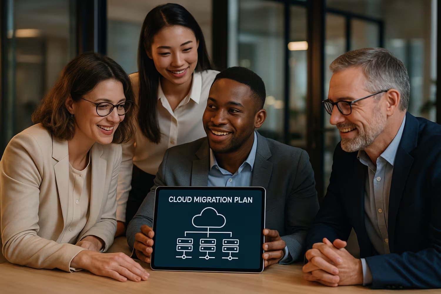 Team discussing cloud migration plan