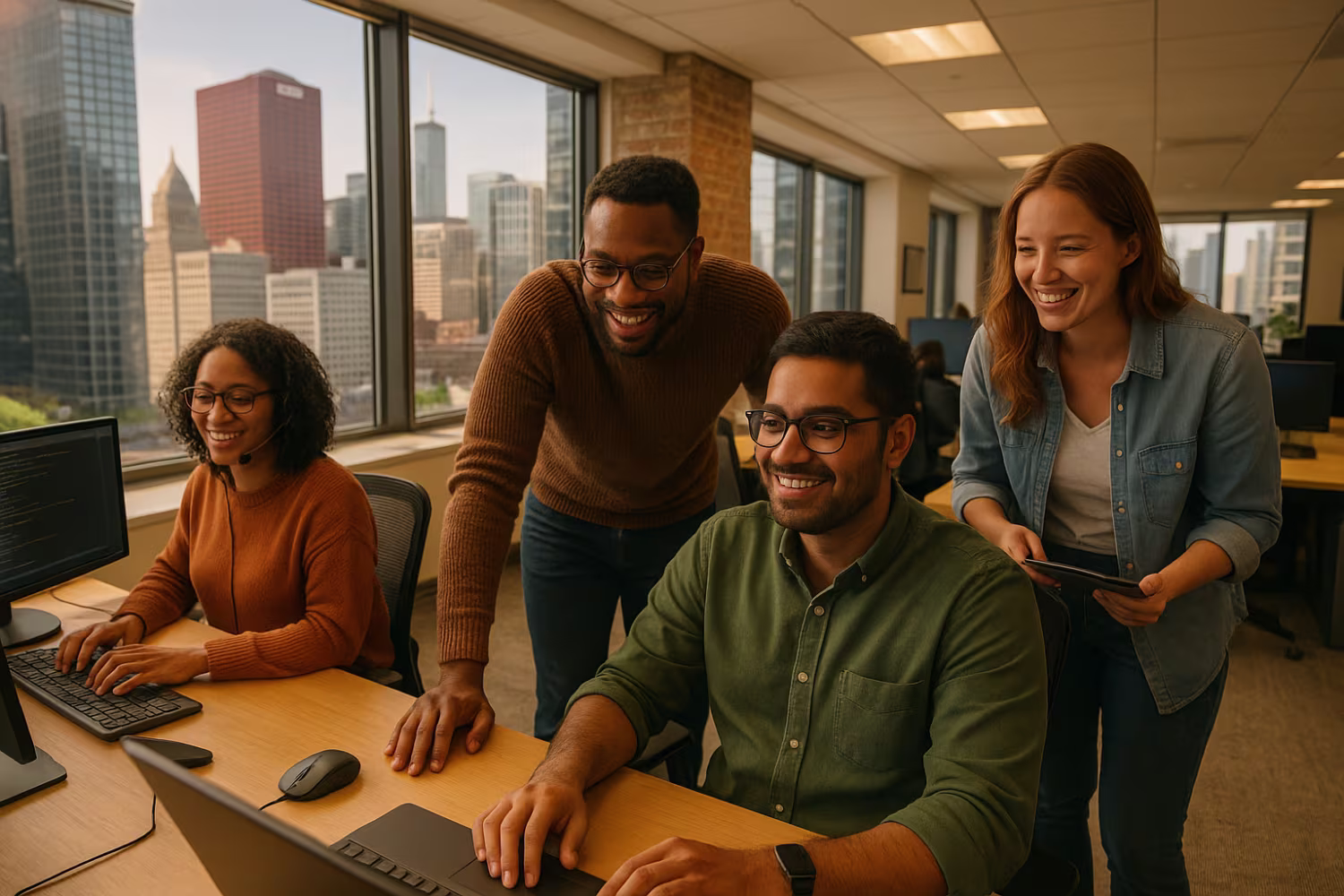 Diverse IT team collaborating in Chicago