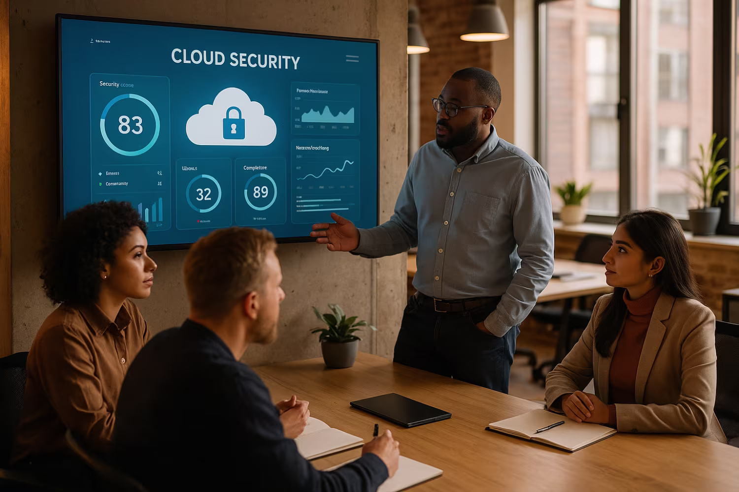 Team analyzing cloud security solutions