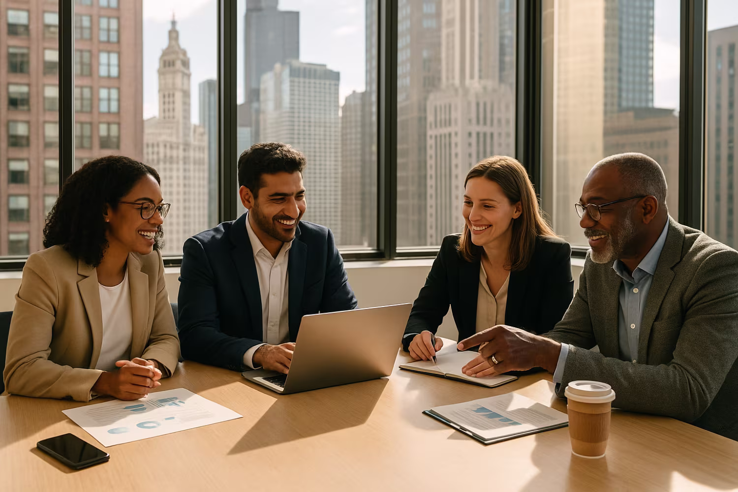 Diverse team strategizing business IT alignment