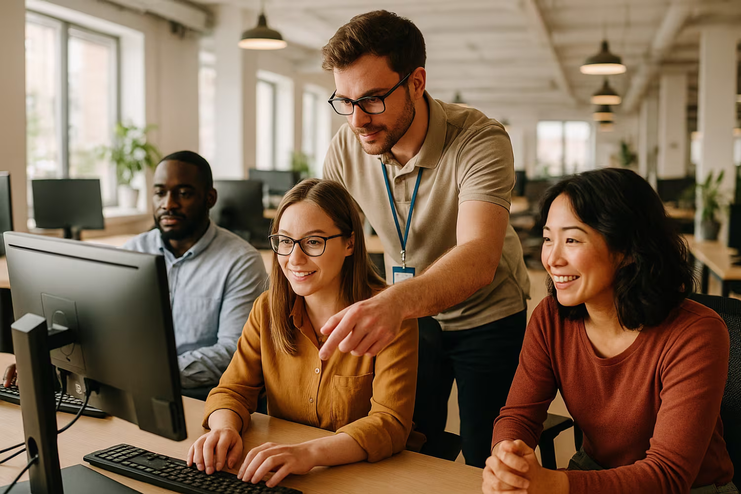 Onsite IT support assisting team