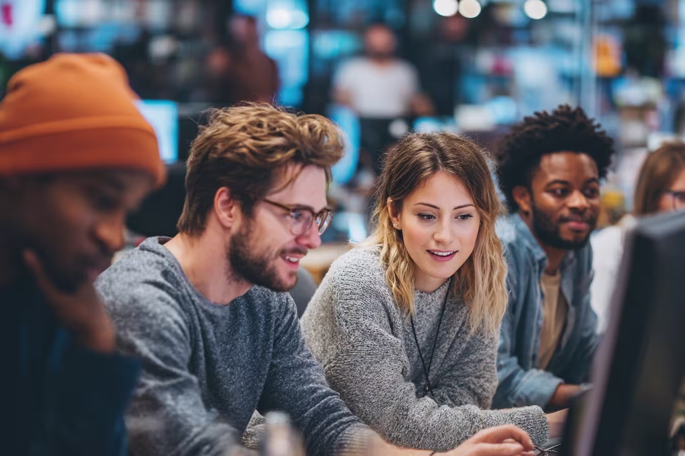 Diverse IT team discussing solutions