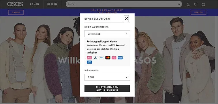 eCommerce user experience best practices - geolocation example