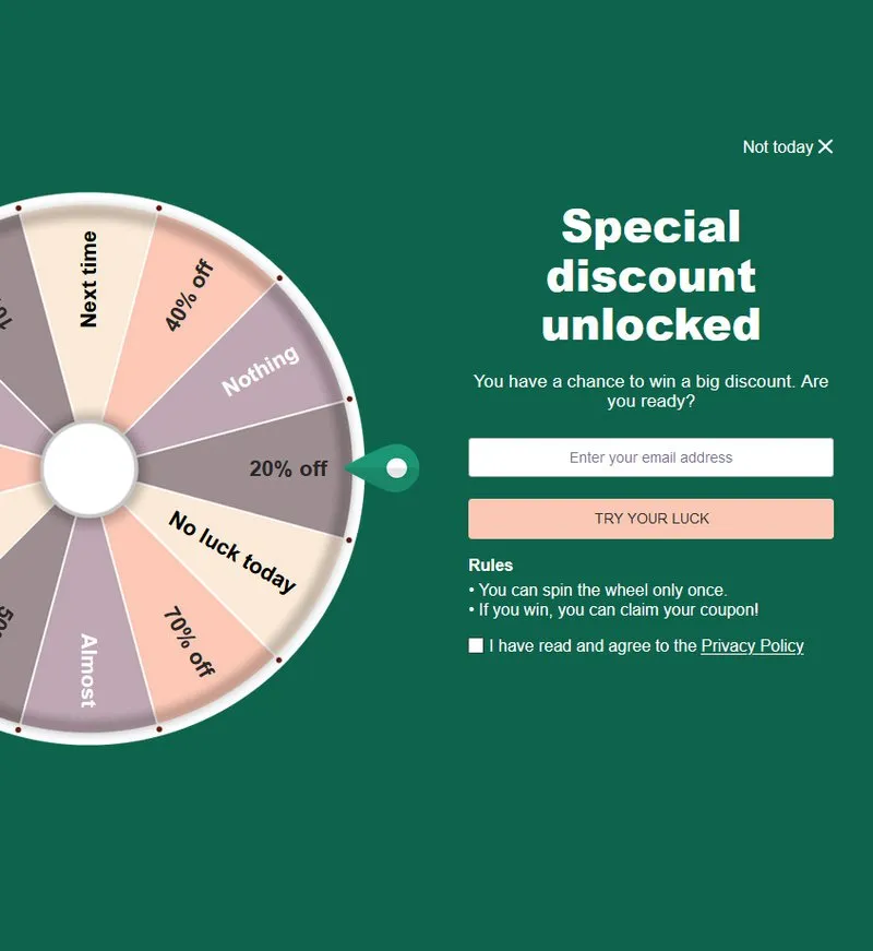eCommerce user experience best practices - wheel of fortune