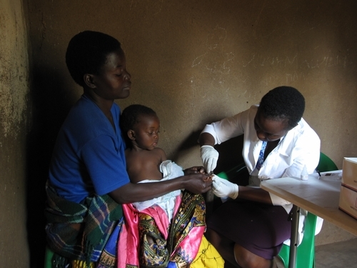 Malawian receiving tests at an Elizabeth Taylor Mobile Clinic
