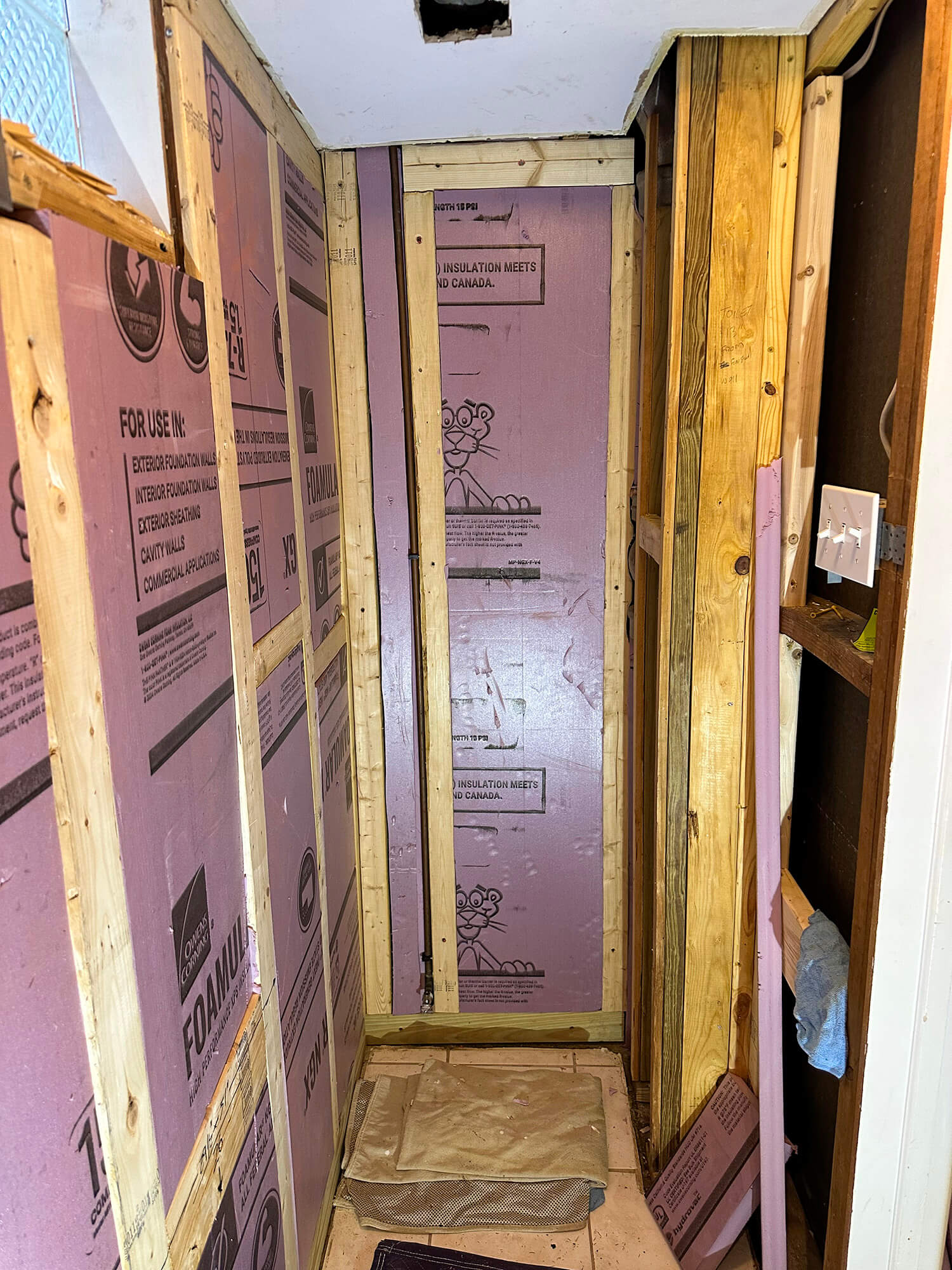 New dry wall and studs installed