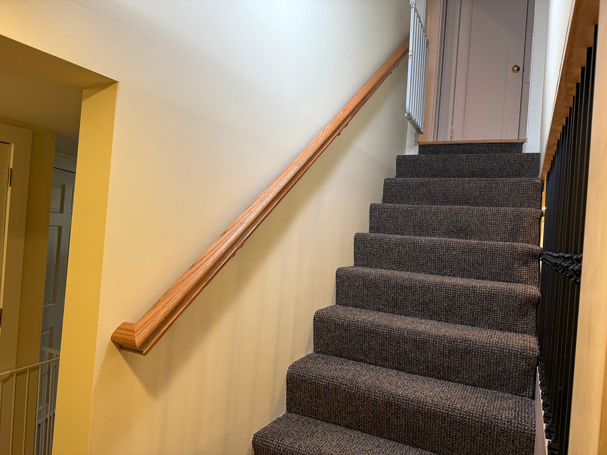 Complete new wall painted with new safety railing installed