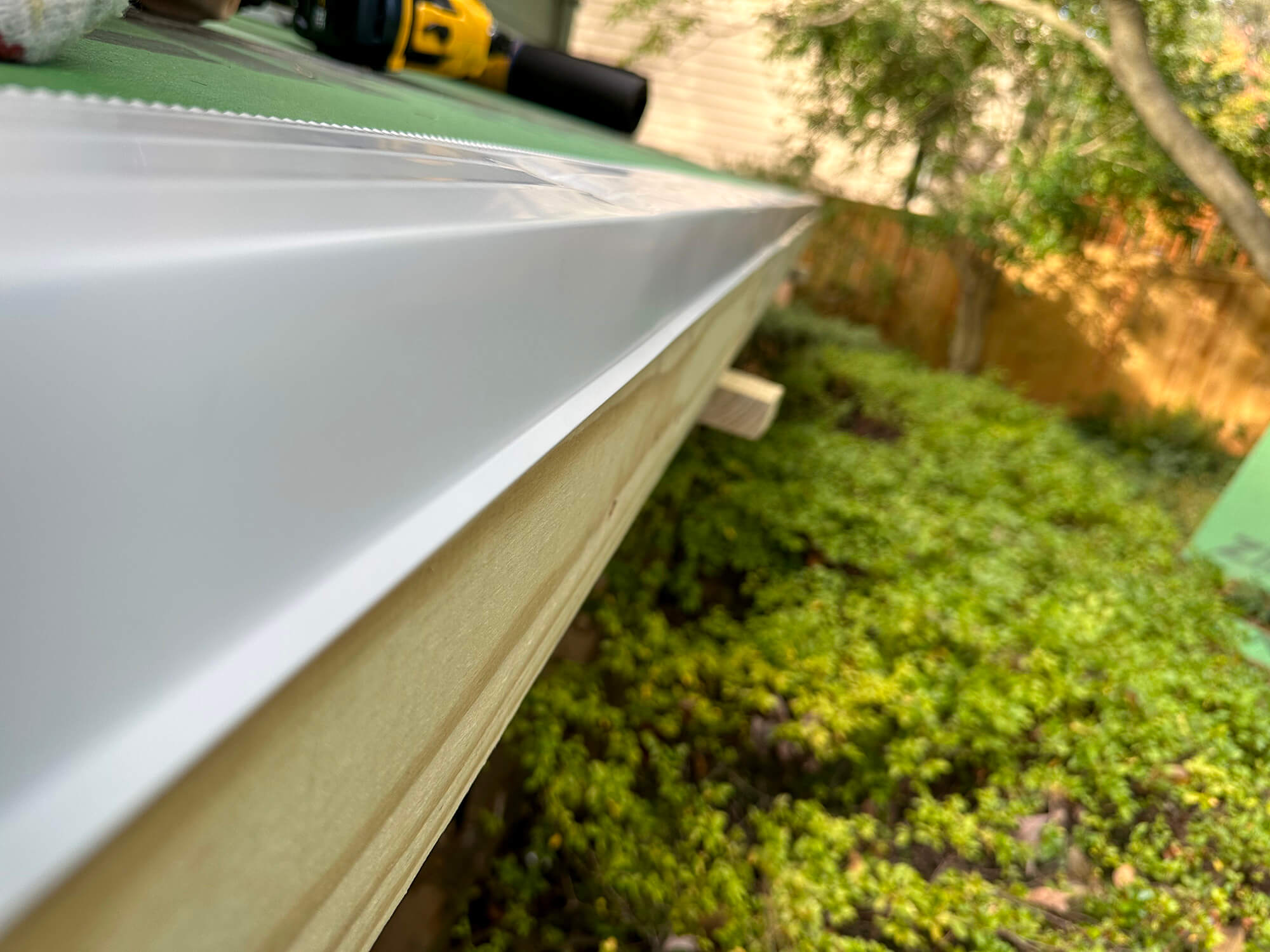 corner edge frame of new exterior staircase roofing