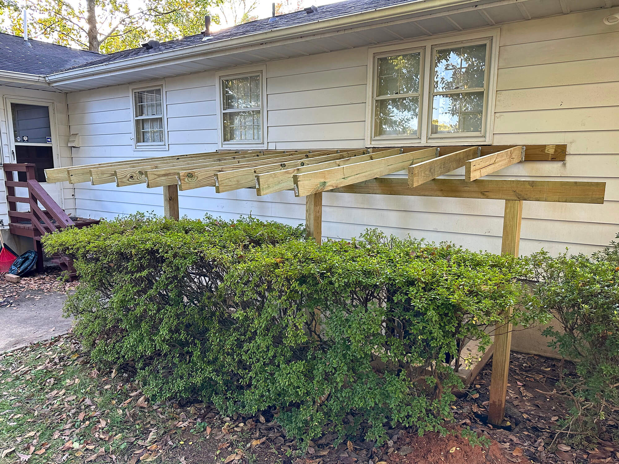 exterior wood studs fully installed