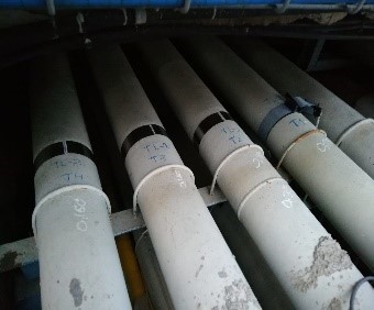 Example of U-bolt stabilized