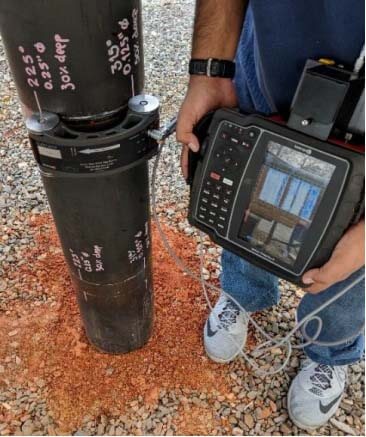 Lamp post inspection using Innerspec POWERBOX H and MRUT MS Scanner