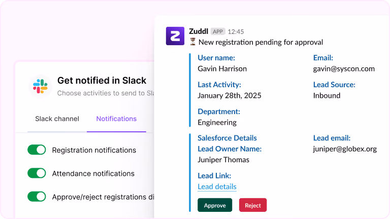 Slack Notifications Configured Per Event