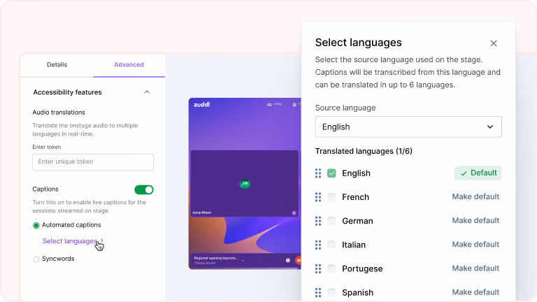 Real-Time Captions in Seven Languages