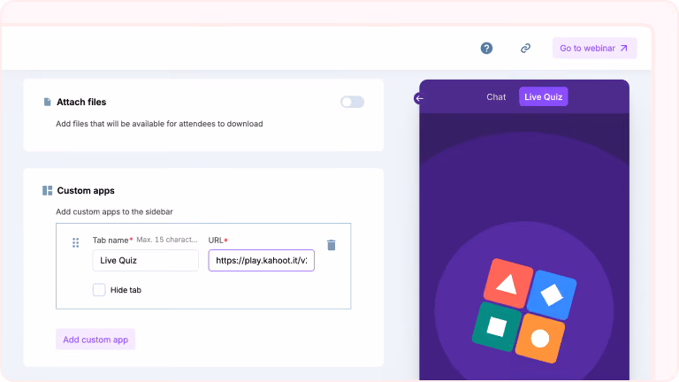 Third-Party Apps Embedded in the Webinar Panel