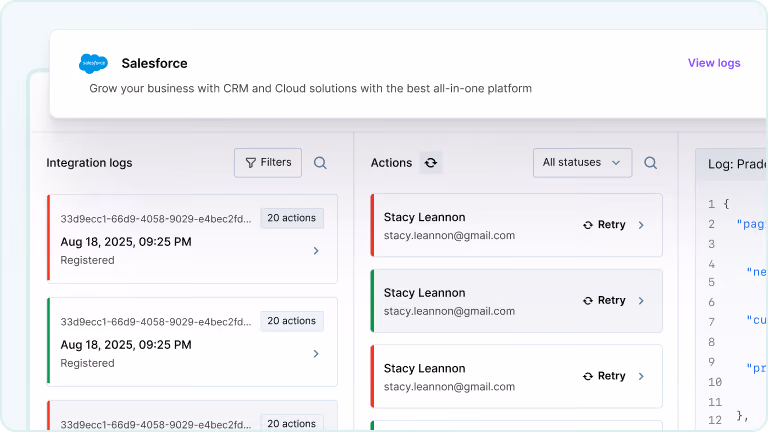 CRM Sync Logs With One-Click Retry