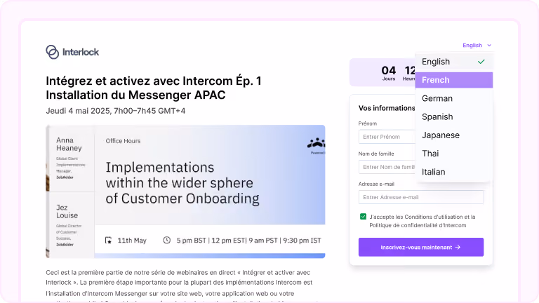 Multilingual Landing Pages and Registration