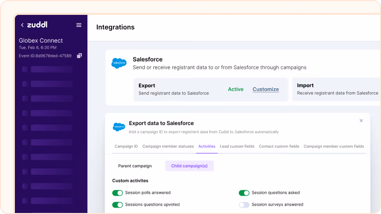 Sessions Mapped as Salesforce Child Campaigns