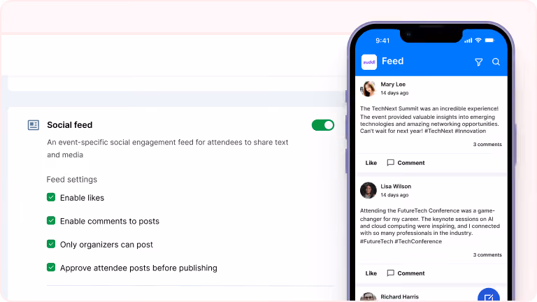 In-App Social Feed for Attendees