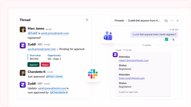 Zuddl Agents for Slack and Microsoft Teams