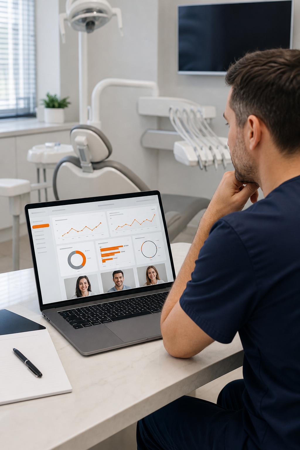 dentist reviewing Google Ads performance metrics